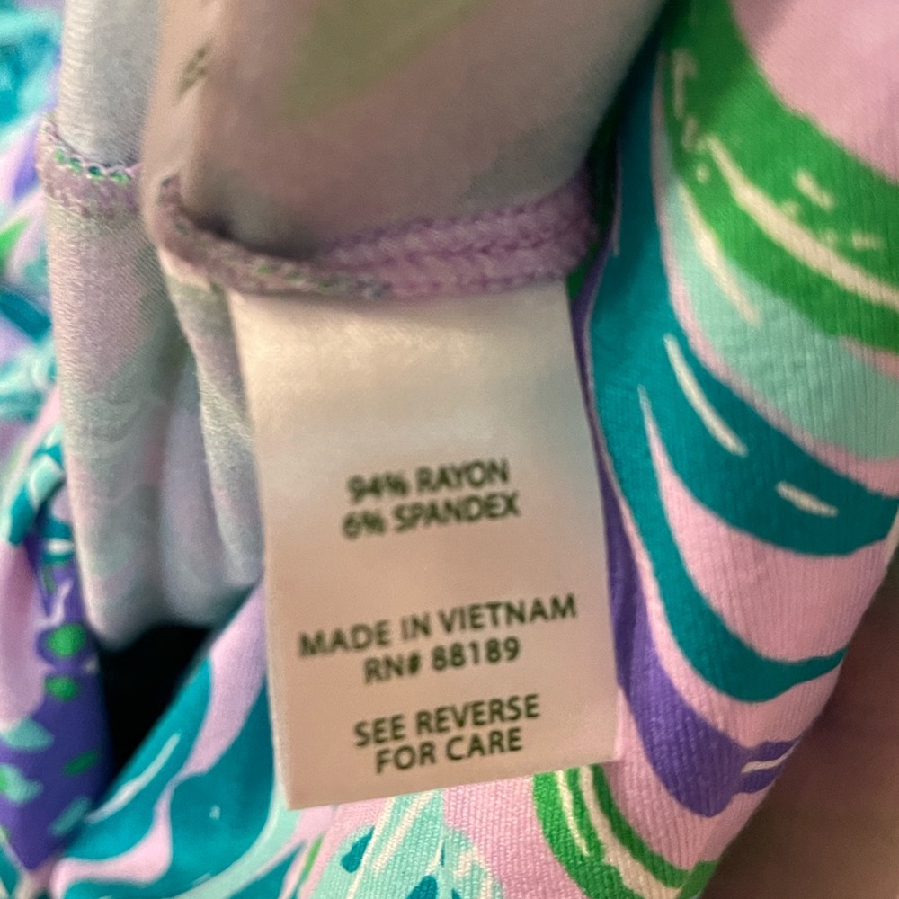 Lilly Pulitzer has designed a lavender and green romper. Size L , worn one time! - Picture 5 of 5